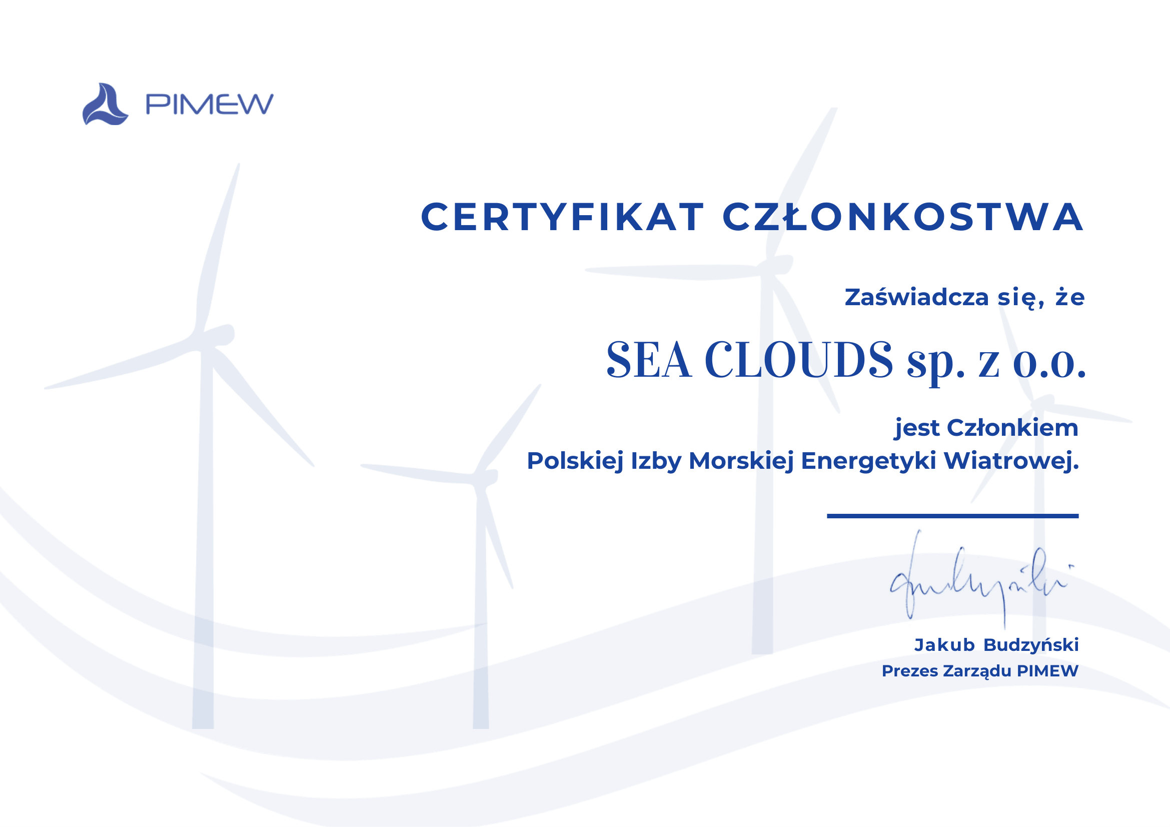 Sea Clouds sp. z o.o. has become a member of PIMEW